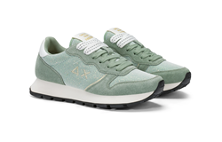 SNEAKER ALLY GLITTER TEXTILE IN MESH E SUEDE VERDE SALVIA 